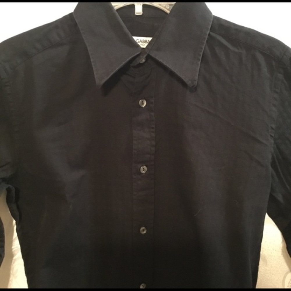Dolce & Gabbana Black Button Down Shirt 15 3/4. 40